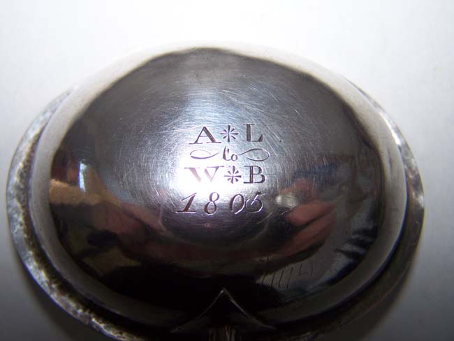 A Late 18th or early 19th century English Sterling Silver "Toddy" Ladle with inscription and dated 1805 — image 2